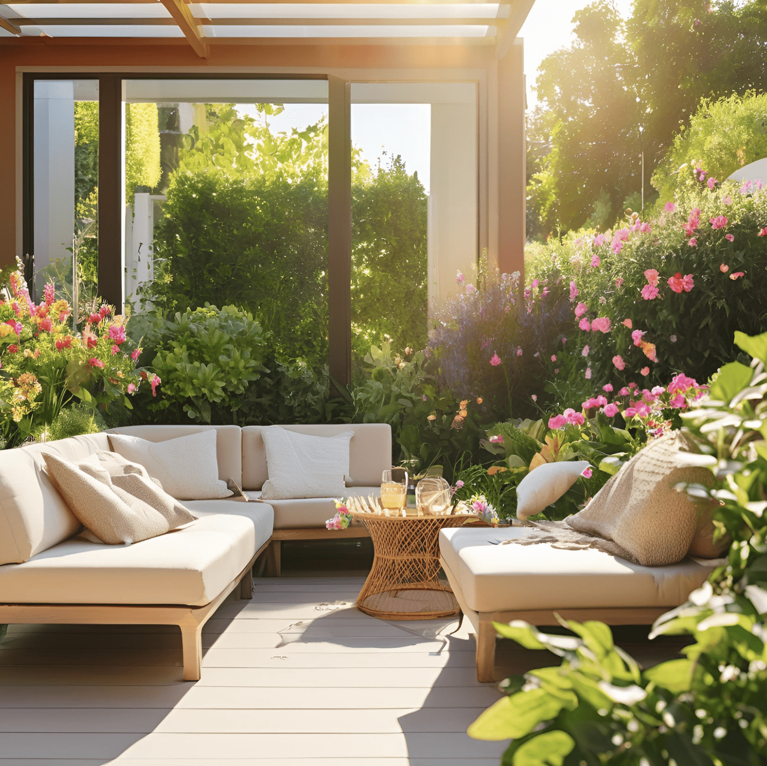 mobilier de jardin. continuité entre interieur et extérieur